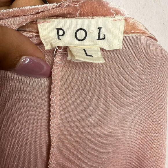 POL Blush Pink Crushed Velvet Shift Dress Size Large – Y2K Retro Glam Holiday - Picture 8 of 8